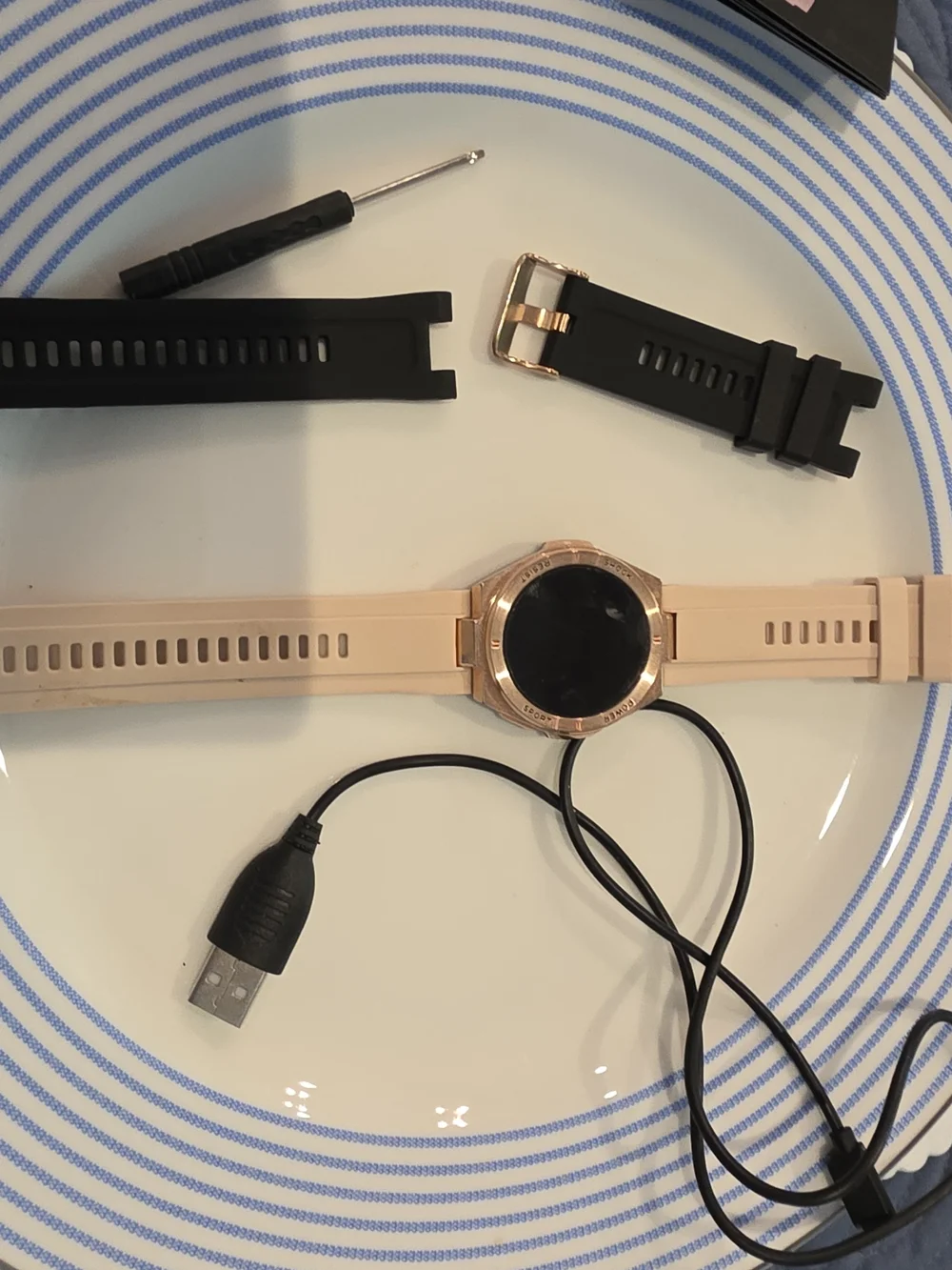 Zulu Rose Gold Smartwatch with Pink Silicone Band
